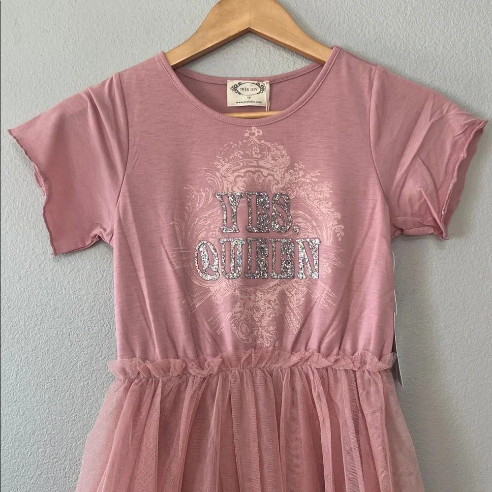 Mia Joy Pink Tulle Party Dress‎ Glitter Text Girls 10 Fairy Cottagecore New